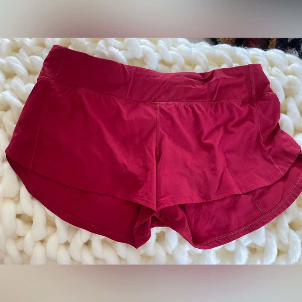 Lululemon red speed up shorts size 10